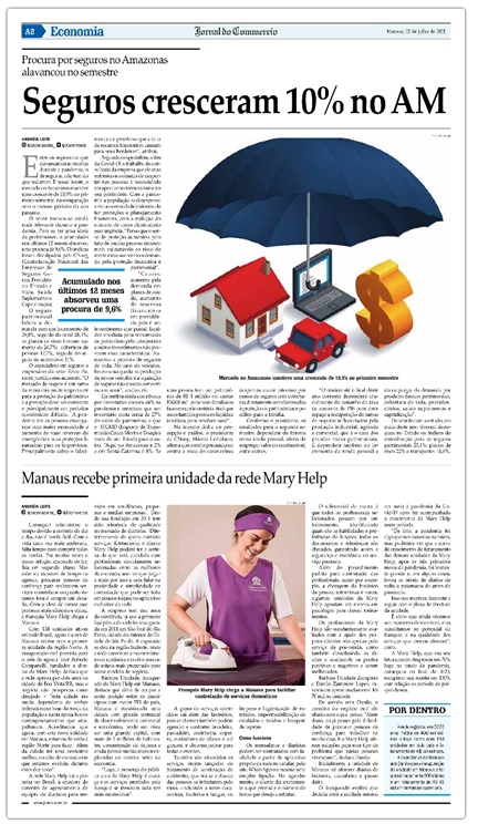 Matéria mencionando a inauguração da Mary Help publicada no Jornal do Commercio de Manaus